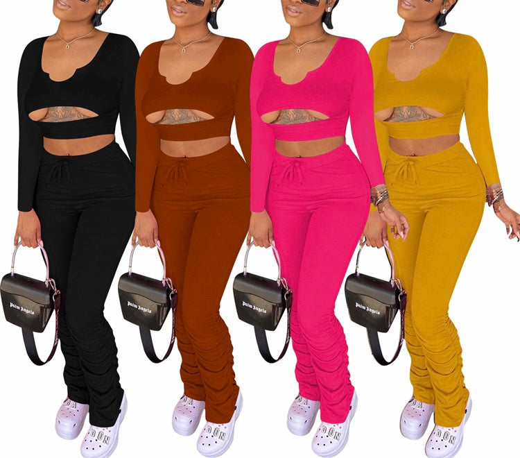 Womens Stacked 2-Piece Pants Set
