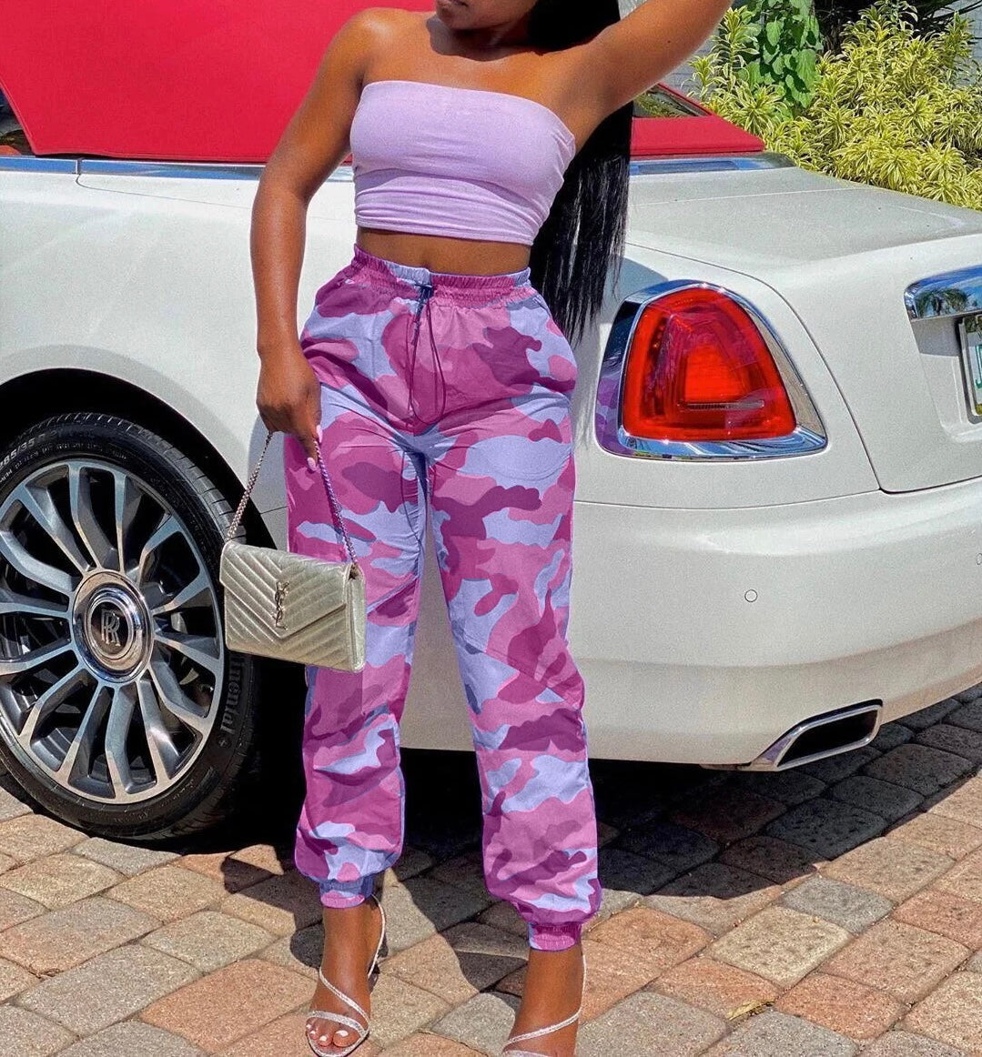 Pink - Women’s Colored Army Fatigue Joggers